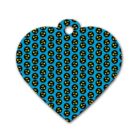 0059 Comic Head Bothered Smiley Pattern Dog Tag Heart (One Side) from ArtsNow.com Front