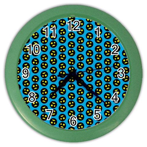0059 Comic Head Bothered Smiley Pattern Color Wall Clock from ArtsNow.com Front