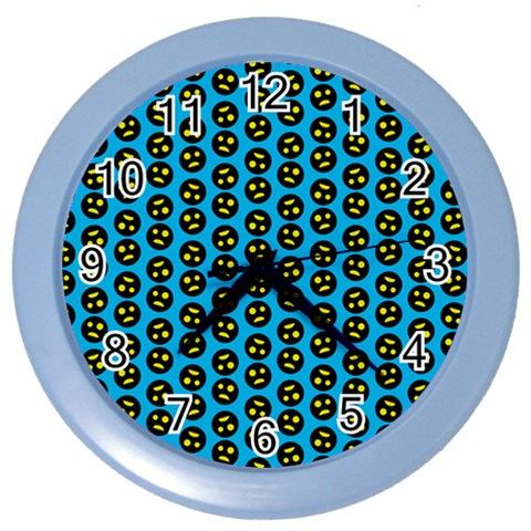 0059 Comic Head Bothered Smiley Pattern Color Wall Clock from ArtsNow.com Front