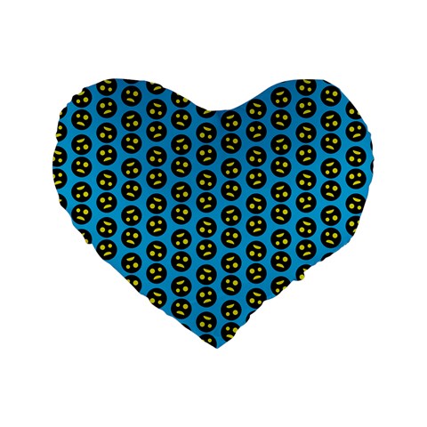 0059 Comic Head Bothered Smiley Pattern Standard 16  Premium Heart Shape Cushions from ArtsNow.com Front