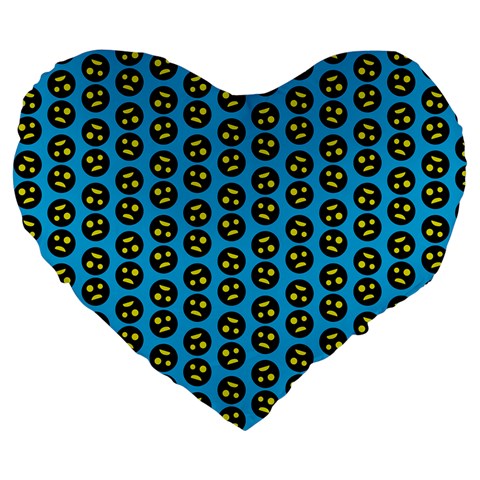 0059 Comic Head Bothered Smiley Pattern Large 19  Premium Flano Heart Shape Cushions from ArtsNow.com Front