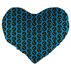 0059 Comic Head Bothered Smiley Pattern Large 19  Premium Flano Heart Shape Cushions from ArtsNow.com Back