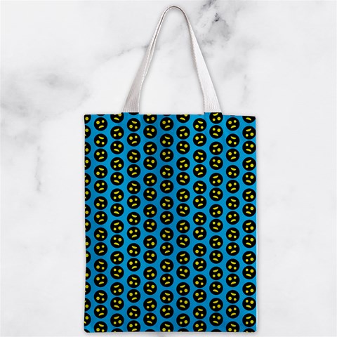 0059 Comic Head Bothered Smiley Pattern Zipper Classic Tote Bag from ArtsNow.com Front