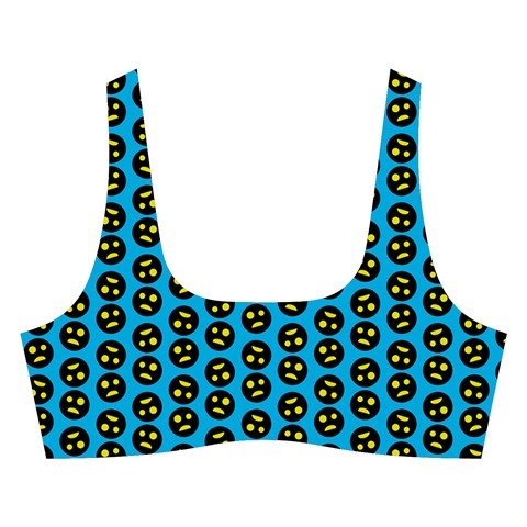 0059 Comic Head Bothered Smiley Pattern Cross Back Hipster Bikini Set from ArtsNow.com Front