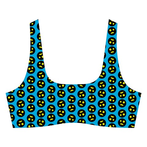 0059 Comic Head Bothered Smiley Pattern Cross Back Hipster Bikini Set from ArtsNow.com Front