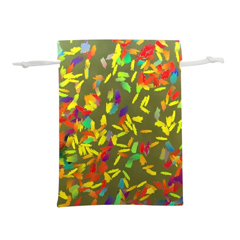 Colorful brush strokes painting on a green background                                                Lightweight Drawstring Pouch (L) from ArtsNow.com Front