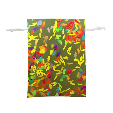 Colorful brush strokes painting on a green background                                                Lightweight Drawstring Pouch (L) from ArtsNow.com Back