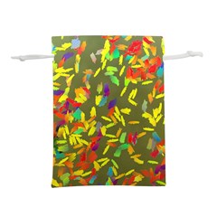 Colorful brush strokes painting on a green background                                                Lightweight Drawstring Pouch (L) from ArtsNow.com Back