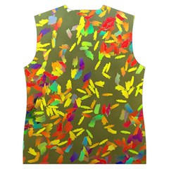 Colorful brush strokes painting on a green background                                                 Women s Button Up Puffer Vest from ArtsNow.com Back