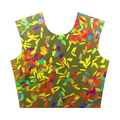 Colorful brush strokes painting on a green background                                                    Cotton Crop Top from ArtsNow.com Front