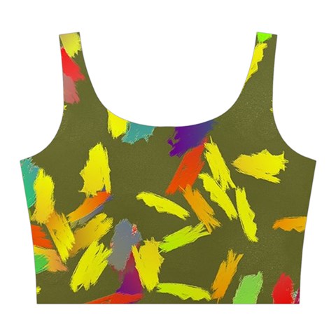 Colorful brush strokes painting on a green background                                                   Midi Sleeveless Dress from ArtsNow.com Top Front