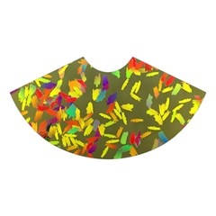 Colorful brush strokes painting on a green background                                                   Midi Sleeveless Dress from ArtsNow.com Skirt Front