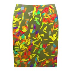 Colorful brush strokes painting on a green background                                                   Midi Wrap Pencil Skirt from ArtsNow.com Back