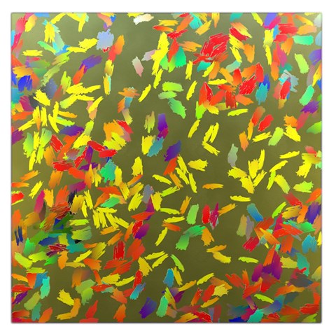Colorful brush strokes painting on a green background                                                    Satin Scarf from ArtsNow.com Front