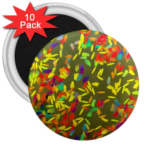 Colorful brush strokes painting on a green background                                                    3  Magnet (10 pack) from ArtsNow.com Front