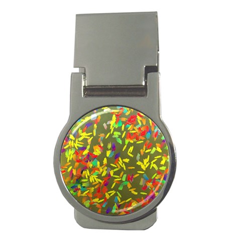 Colorful brush strokes painting on a green background                                                    Money Clip (Round) from ArtsNow.com Front