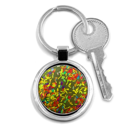 Colorful brush strokes painting on a green background                                                    Key Chain (Round) from ArtsNow.com Front