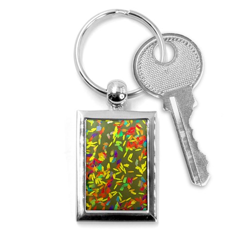 Colorful brush strokes painting on a green background                                                    Key Chain (Rectangle) from ArtsNow.com Front