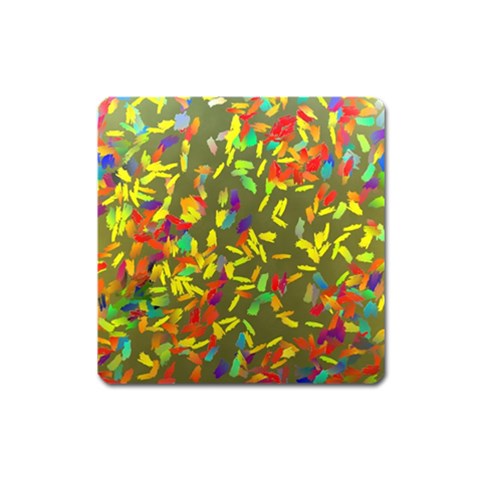 Colorful brush strokes painting on a green background                                                    Magnet (Square) from ArtsNow.com Front