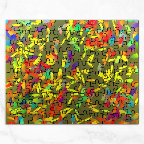 Colorful brush strokes painting on a green background                                                    Jigsaw Puzzle (Rectangular) from ArtsNow.com Front