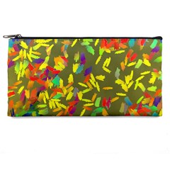 Colorful brush strokes painting on a green background                                                   Pencil Case from ArtsNow.com Front