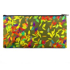 Colorful brush strokes painting on a green background                                                   Pencil Case from ArtsNow.com Back