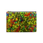 Colorful brush strokes painting on a green background                                                    Cosmetic Bag
