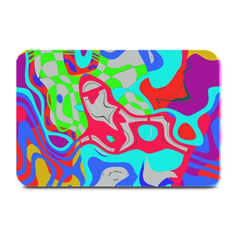 Colorful distorted shapes on a grey background                                                    Plate Mat from ArtsNow.com 18 x12  Plate Mat