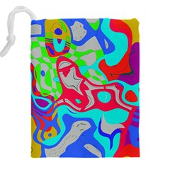 Colorful distorted shapes on a grey background                                                 Drawstring Pouch (5XL) from ArtsNow.com Back
