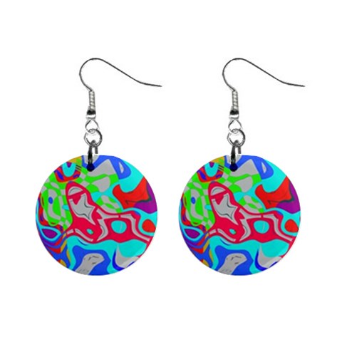Colorful distorted shapes on a grey background                                                     1  Button Earrings from ArtsNow.com Front