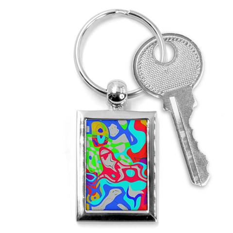 Colorful distorted shapes on a grey background                                                     Key Chain (Rectangle) from ArtsNow.com Front