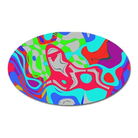 Colorful distorted shapes on a grey background                                                     Magnet (Oval) from ArtsNow.com Front