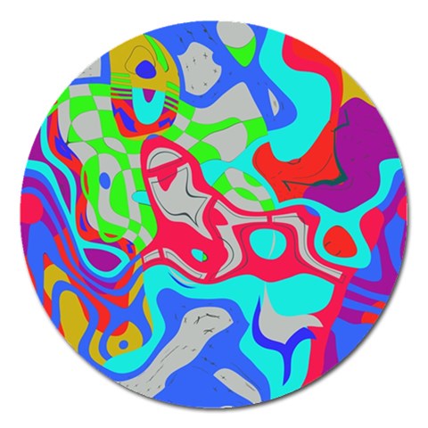 Colorful distorted shapes on a grey background                                                     Magnet 5  (Round) from ArtsNow.com Front