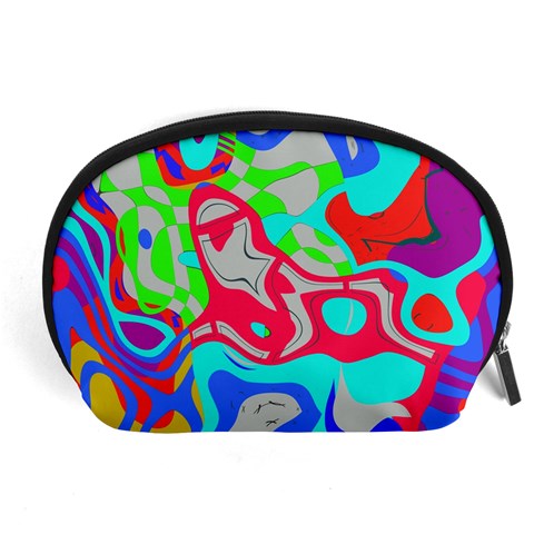 Colorful distorted shapes on a grey background                                                     Accessory Pouch from ArtsNow.com Front