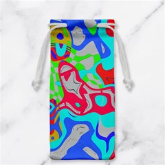 Colorful distorted shapes on a grey background                                                     Jewelry Bag from ArtsNow.com Front