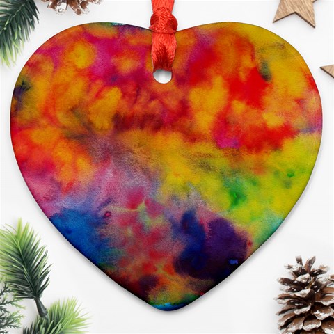 Colorful watercolors texture                                                    Ornament (Heart) from ArtsNow.com Front
