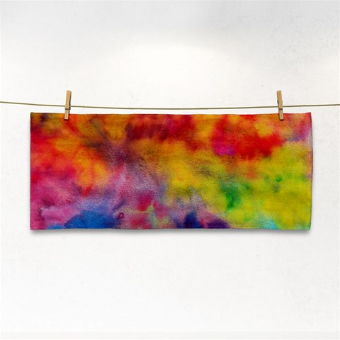 Colorful watercolors texture                                                    Hand Towel from ArtsNow.com Front