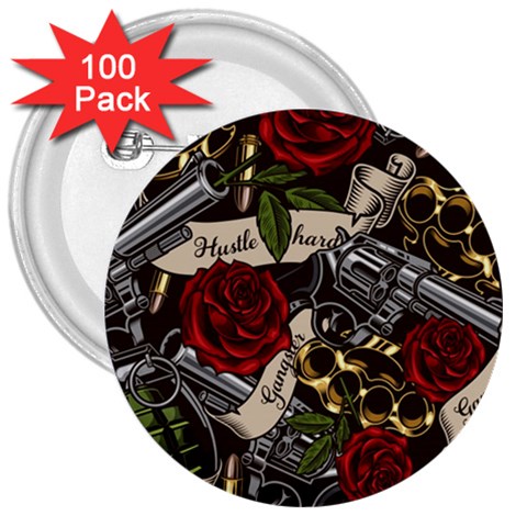Seamless Vector Pattern 3  Buttons (100 pack)  from ArtsNow.com Front