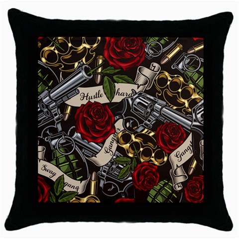 Seamless Vector Pattern Throw Pillow Case (Black) from ArtsNow.com Front