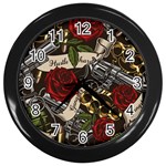 Seamless Vector Pattern Wall Clock (Black)