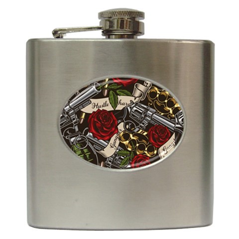 Seamless Vector Pattern Hip Flask (6 oz) from ArtsNow.com Front
