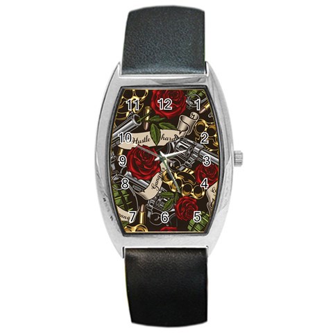 Seamless Vector Pattern Barrel Style Metal Watch from ArtsNow.com Front