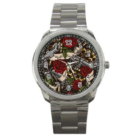 Seamless Vector Pattern Sport Metal Watch from ArtsNow.com Front