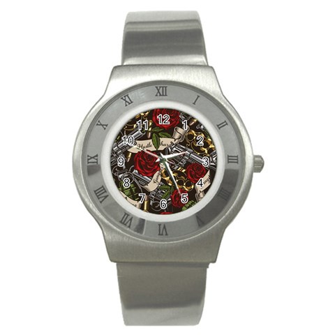 Seamless Vector Pattern Stainless Steel Watch from ArtsNow.com Front
