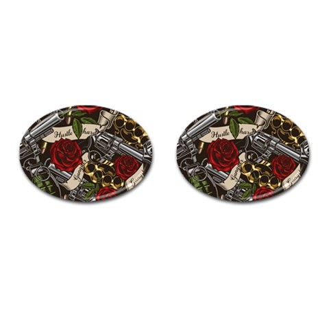 Seamless Vector Pattern Cufflinks (Oval) from ArtsNow.com Front(Pair)