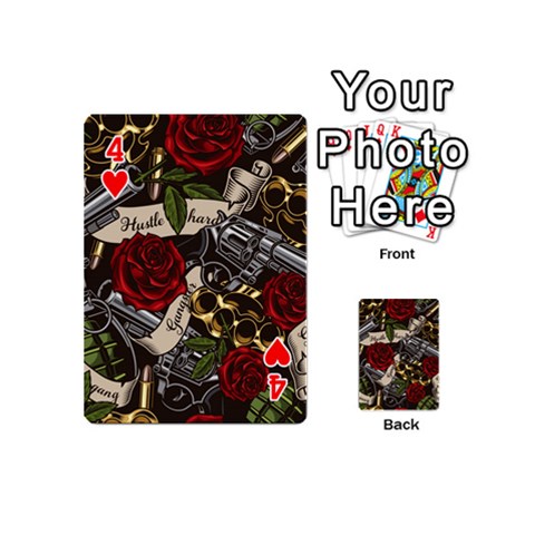 Seamless Vector Pattern Playing Cards 54 Designs (Mini) from ArtsNow.com Front - Heart4