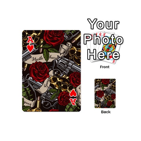 Ace Seamless Vector Pattern Playing Cards 54 Designs (Mini) from ArtsNow.com Front - HeartA