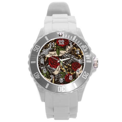 Seamless Vector Pattern Round Plastic Sport Watch (L) from ArtsNow.com Front