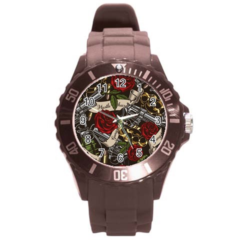 Seamless Vector Pattern Round Plastic Sport Watch (L) from ArtsNow.com Front