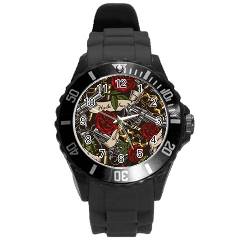 Seamless Vector Pattern Round Plastic Sport Watch (L) from ArtsNow.com Front